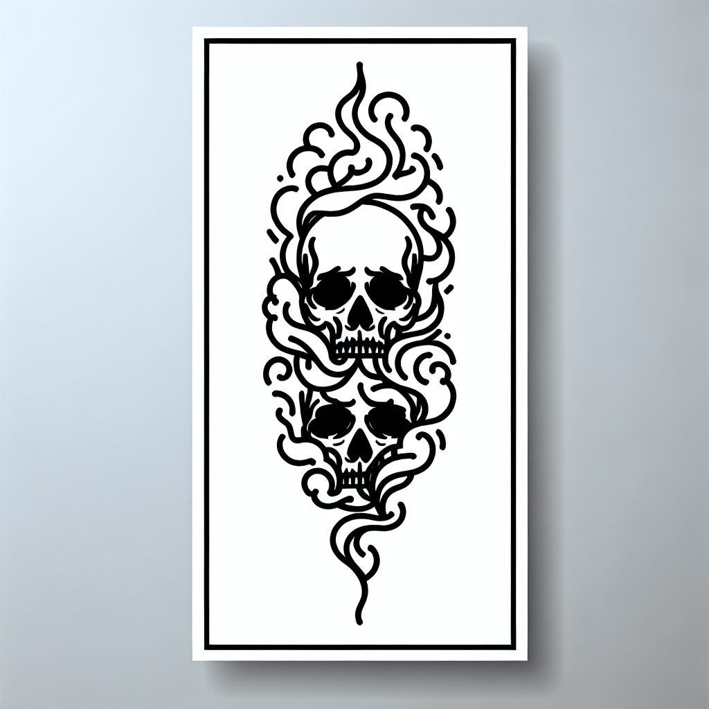 Single line "skulls with smoke" Tattoo Design