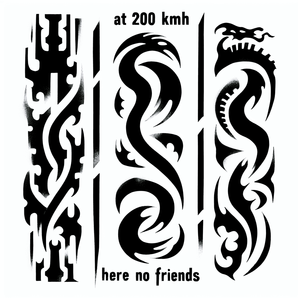 Abstract "at 200 kmh there is no friends" Tattoo Design