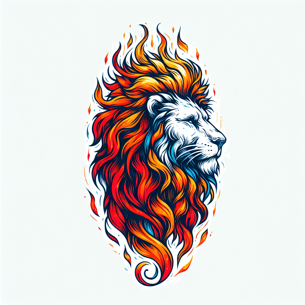 Sketch "León con fuego" Tattoo Design