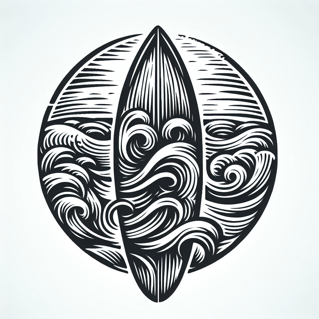 Sketch "Surfboard with waves" Tattoo Design