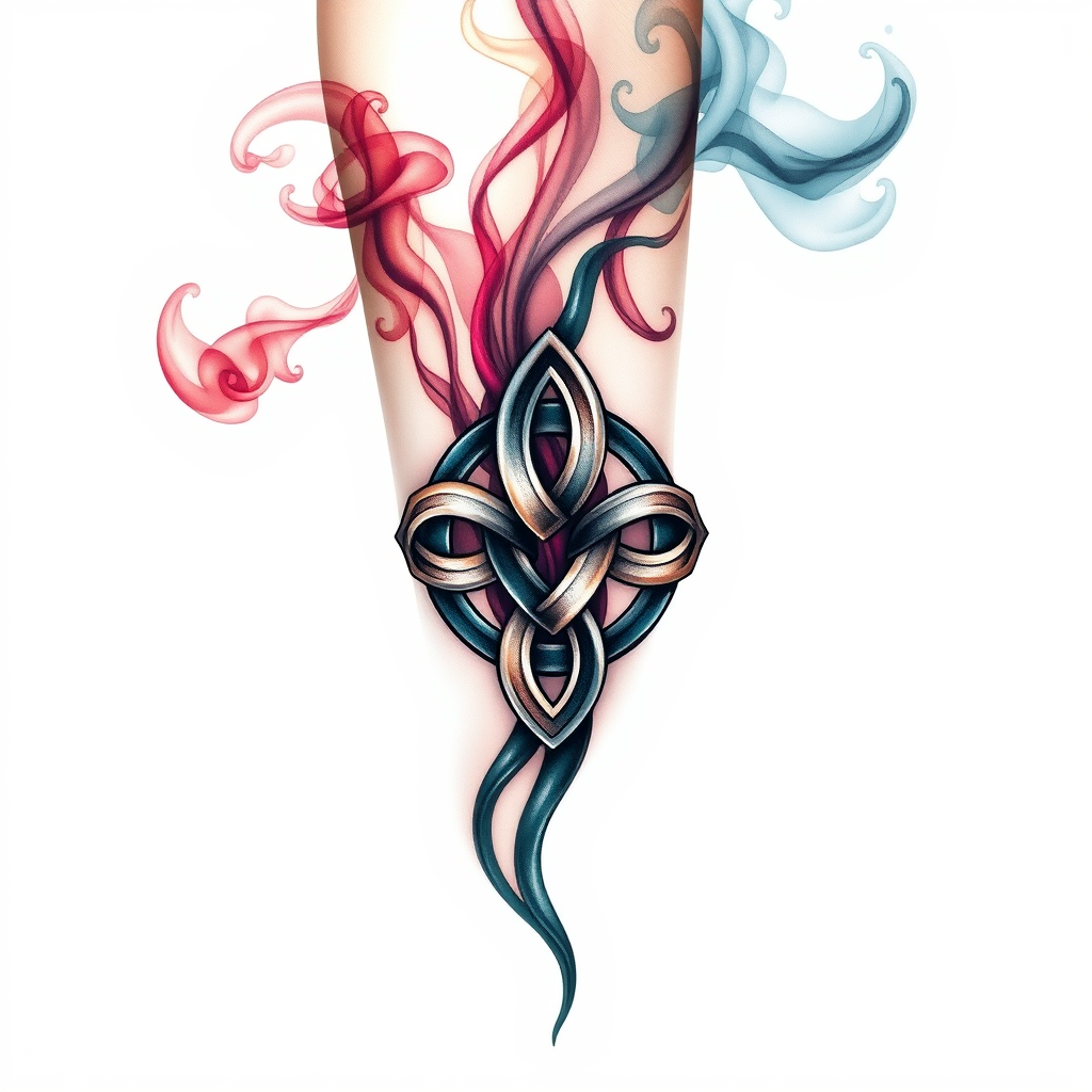 Realism "Forearm tattoo of Celtic knot made out of smoke" Tattoo Design