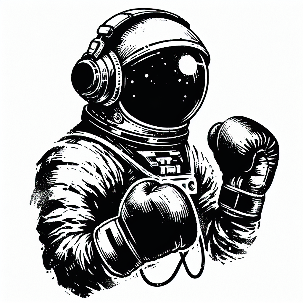 Sketch "Astronaut with boxing gloves listening to music on headphones" Tattoo Design