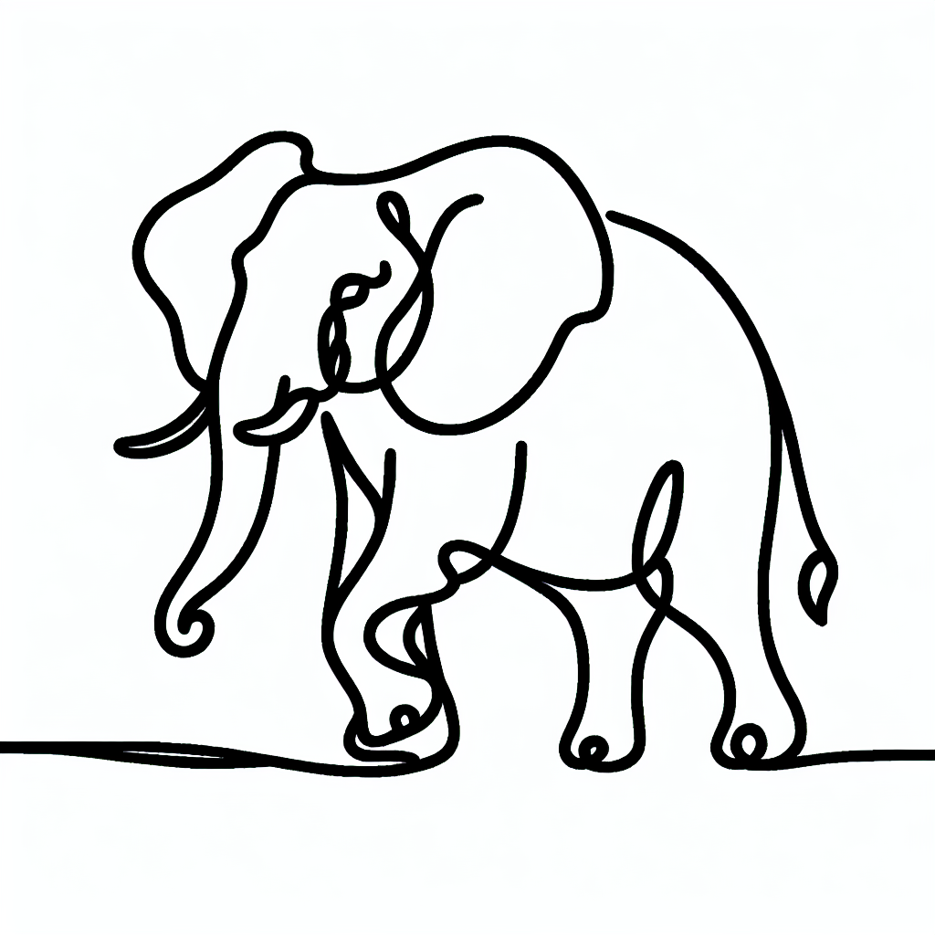 Single line "elephants thin line" Tattoo Design