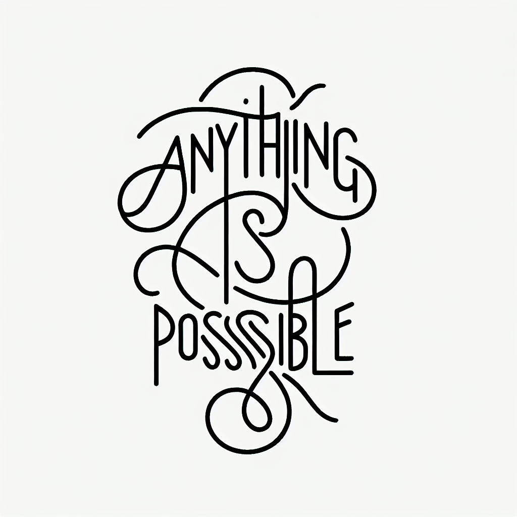 Single line "Anything Is Possible" Tattoo Design