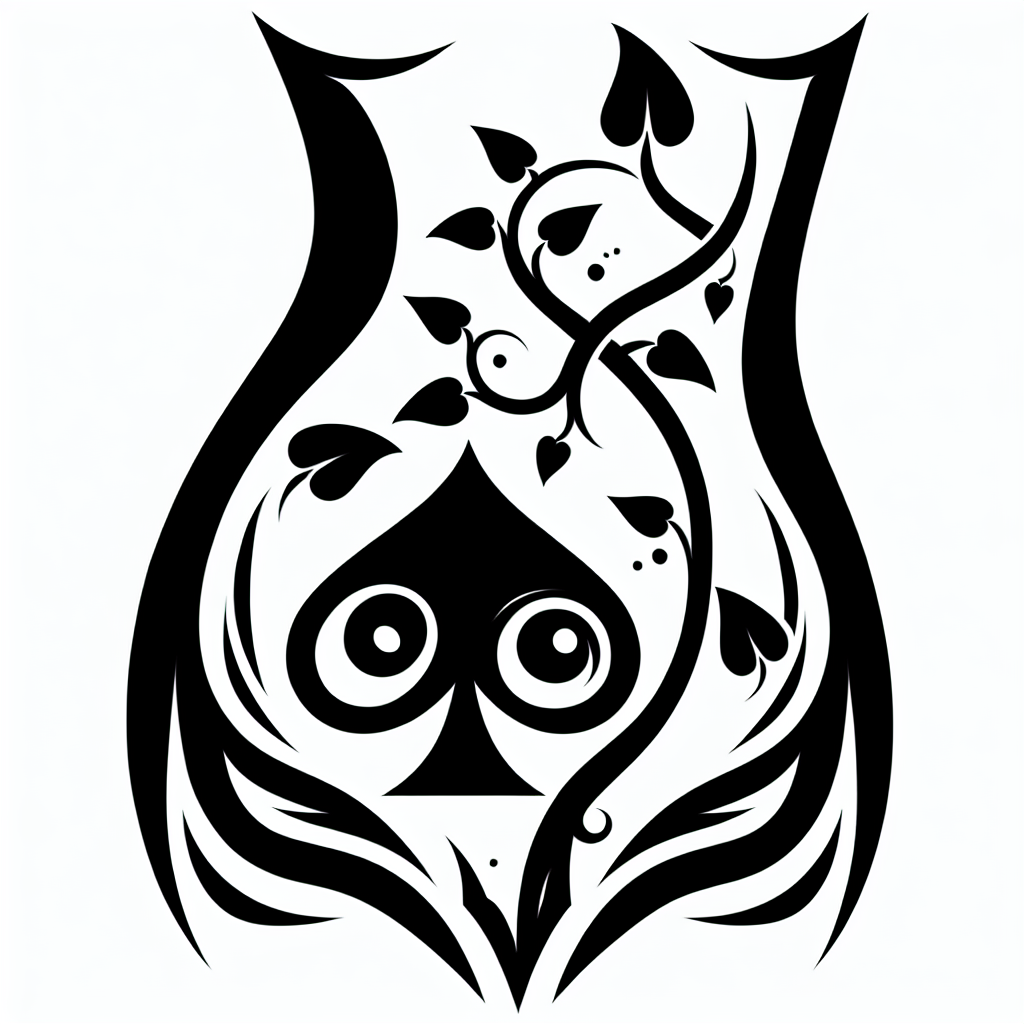 Tribal "A vine with some spade symbols  growing out of it, wrapping around the womb" Tattoo Design