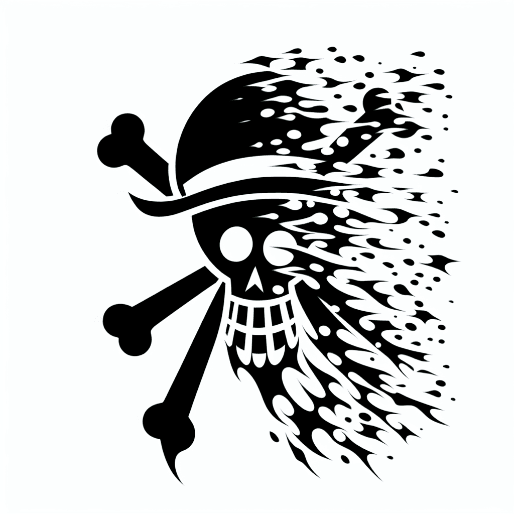 Anime "Whiteboards Jolly Roger fading away" Tattoo Design