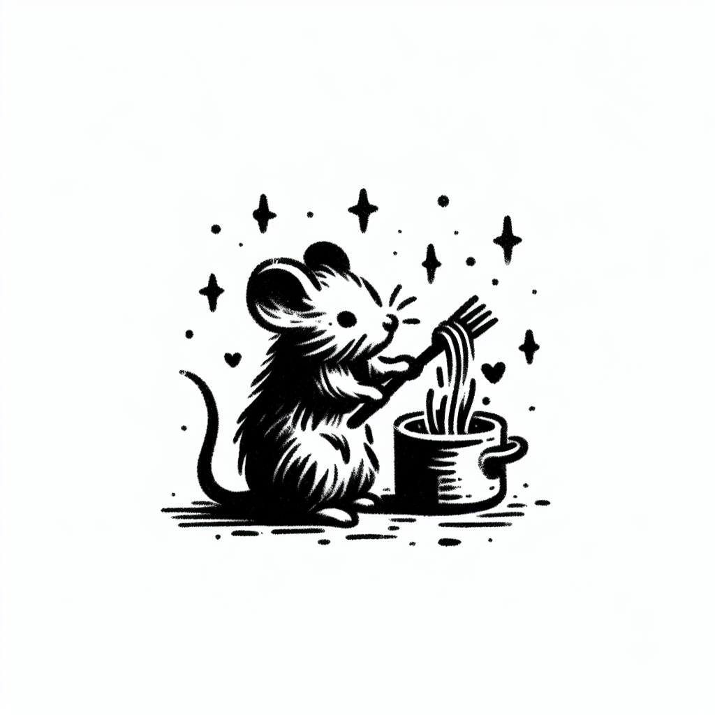 Sketch "Tiny mouse cooking pasta" Tattoo Design