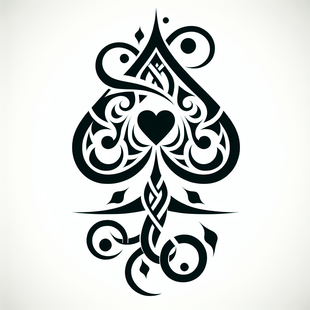 Tribal "A spade symbol made up of interconnected vines, with a subtle black heart hidden within the design" Tattoo Design