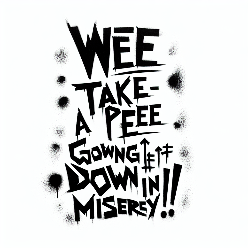 Sketch "Text Wee wee take a pee, going down in misery!" Tattoo Design