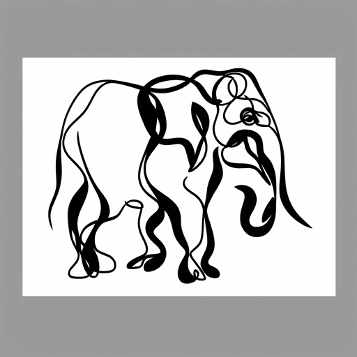 Single line "elephant" Tattoo Design