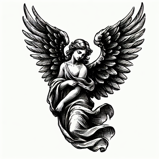 Sketch "angel with wings" Tattoo Design