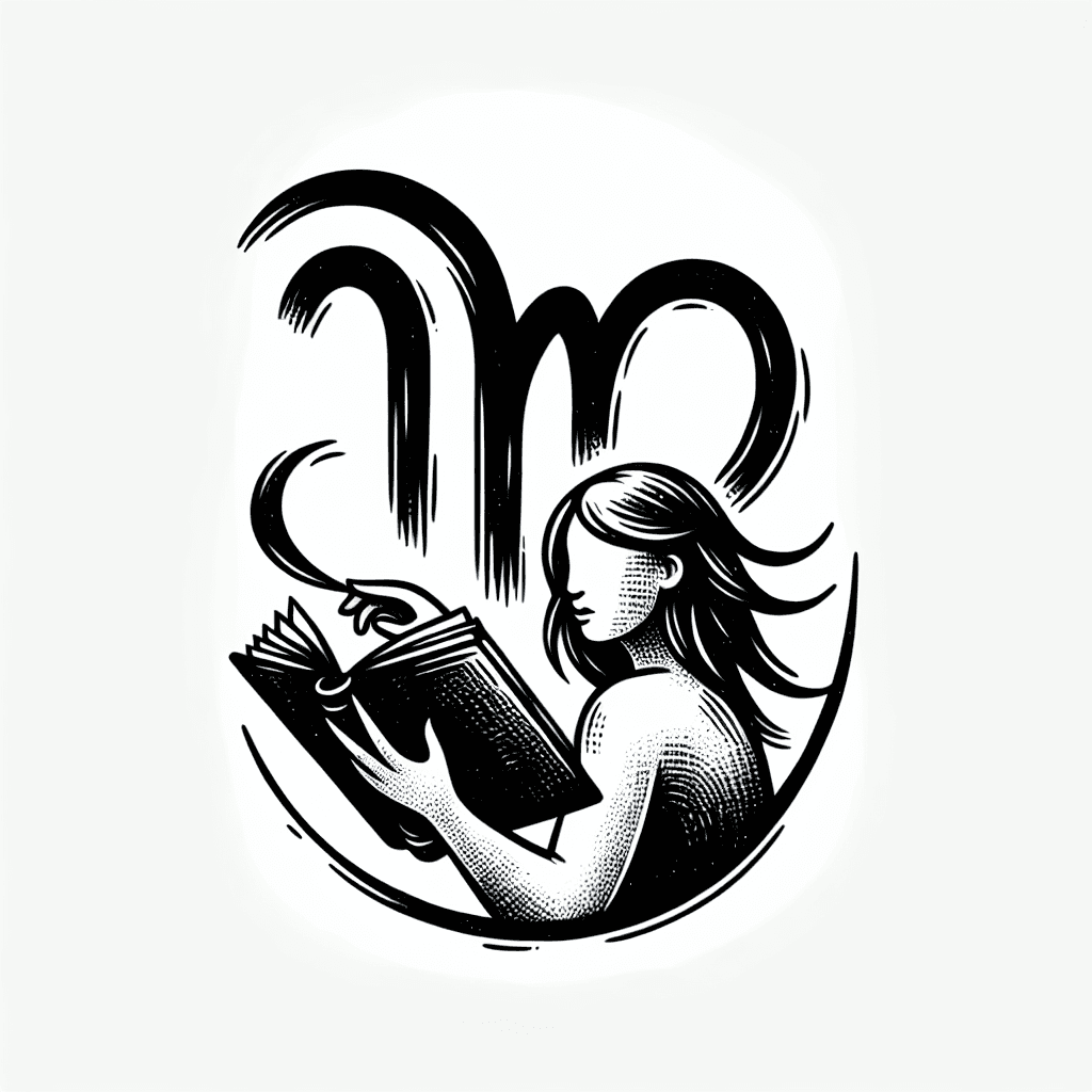 Sketch "Virgo zodiac sign reads a book" Tattoo Design