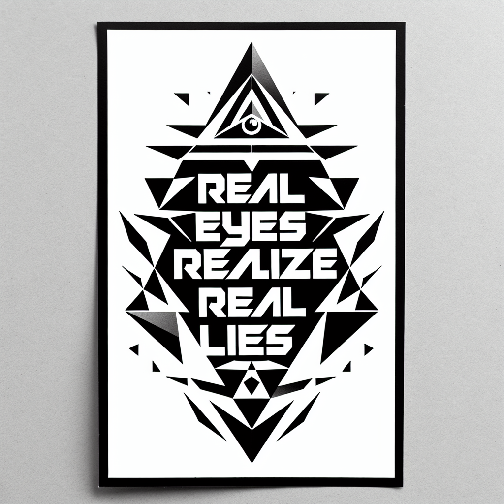 Geometric "Real Eyes Realize Real Lies" Tattoo Design