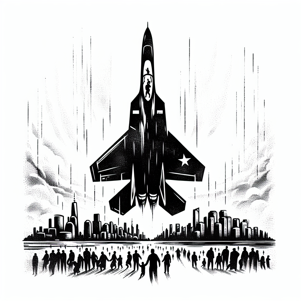 Sketch "F22 jet flying over a city while people watch" Tattoo Design