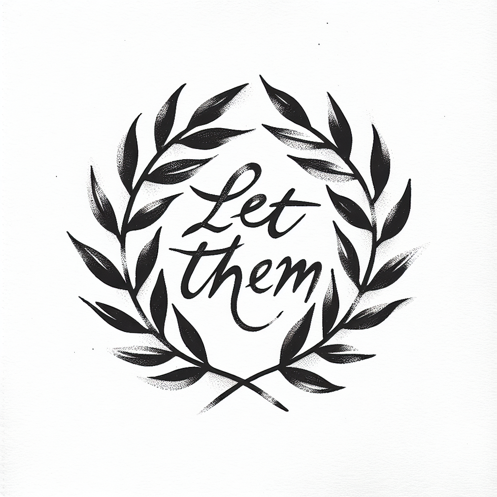 Sketch "Delicate laurel wreath with pretty font “let them”" Tattoo Design