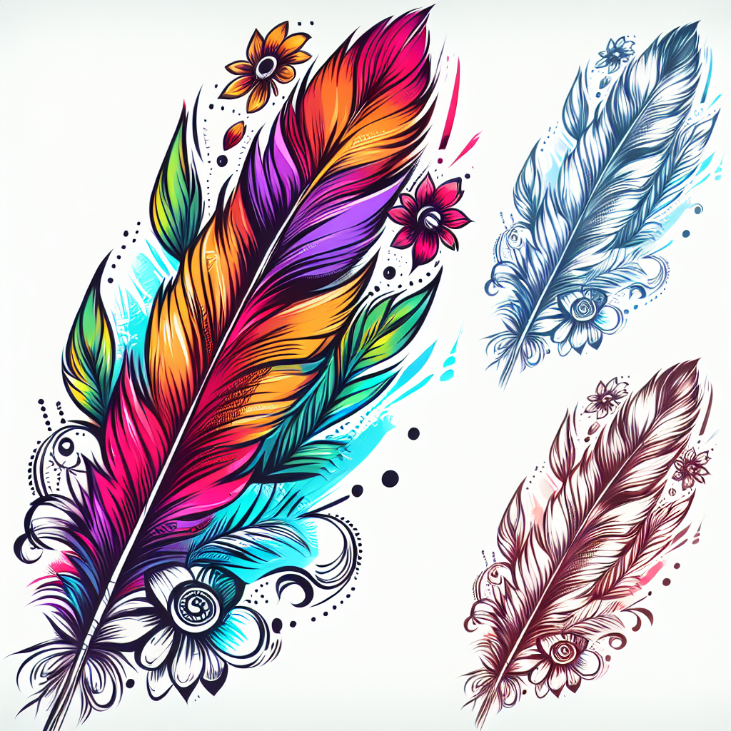 Sketch "Indian feathers with flowers" Tattoo Design