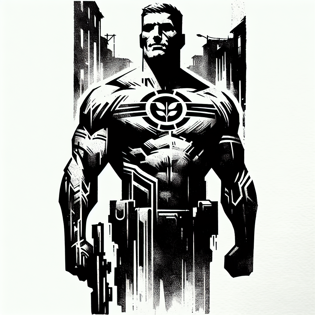 Sketch "Superman in the city" Tattoo Design