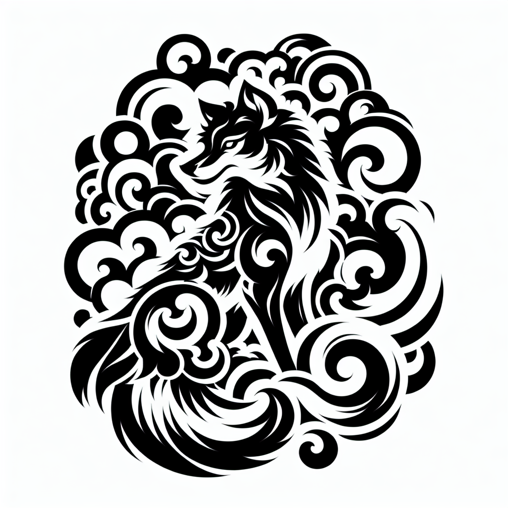 Japanese "A picture of a wolf that looks like the logo from the football club FC Midtjylland" Tattoo Design