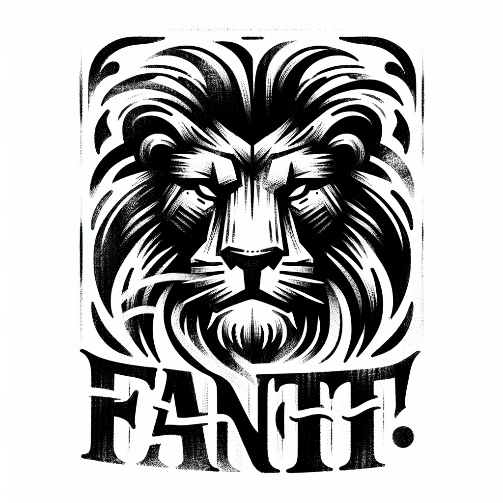 Sketch "Lion face with the name FANTI" Tattoo Design
