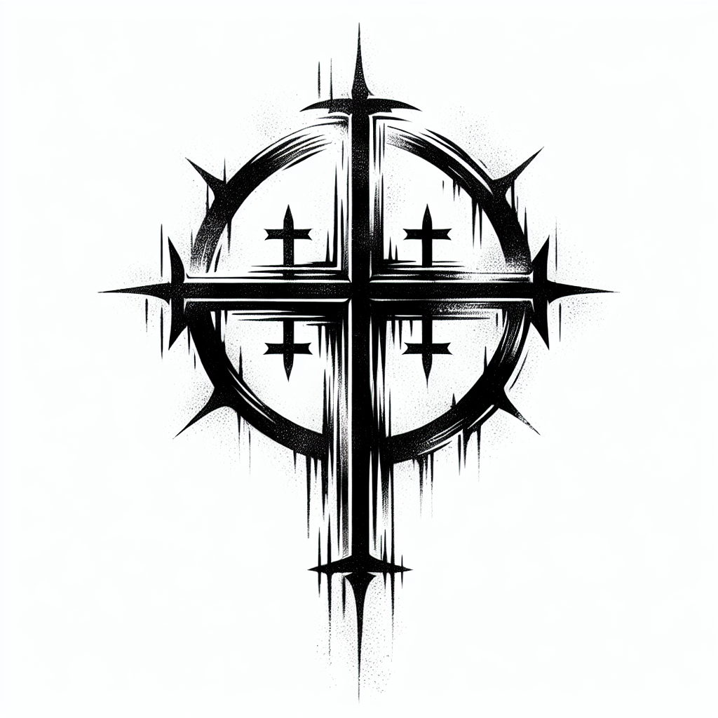 Sketch "A cross circled by 4 As" Tattoo Design