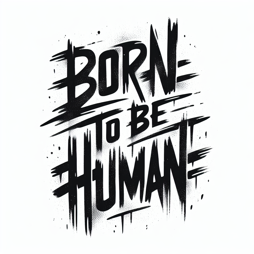 Sketch "born to be human" Tattoo Design