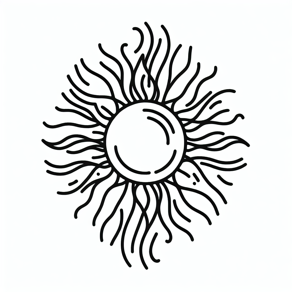 Single line "sun with lines and filler" Tattoo Design