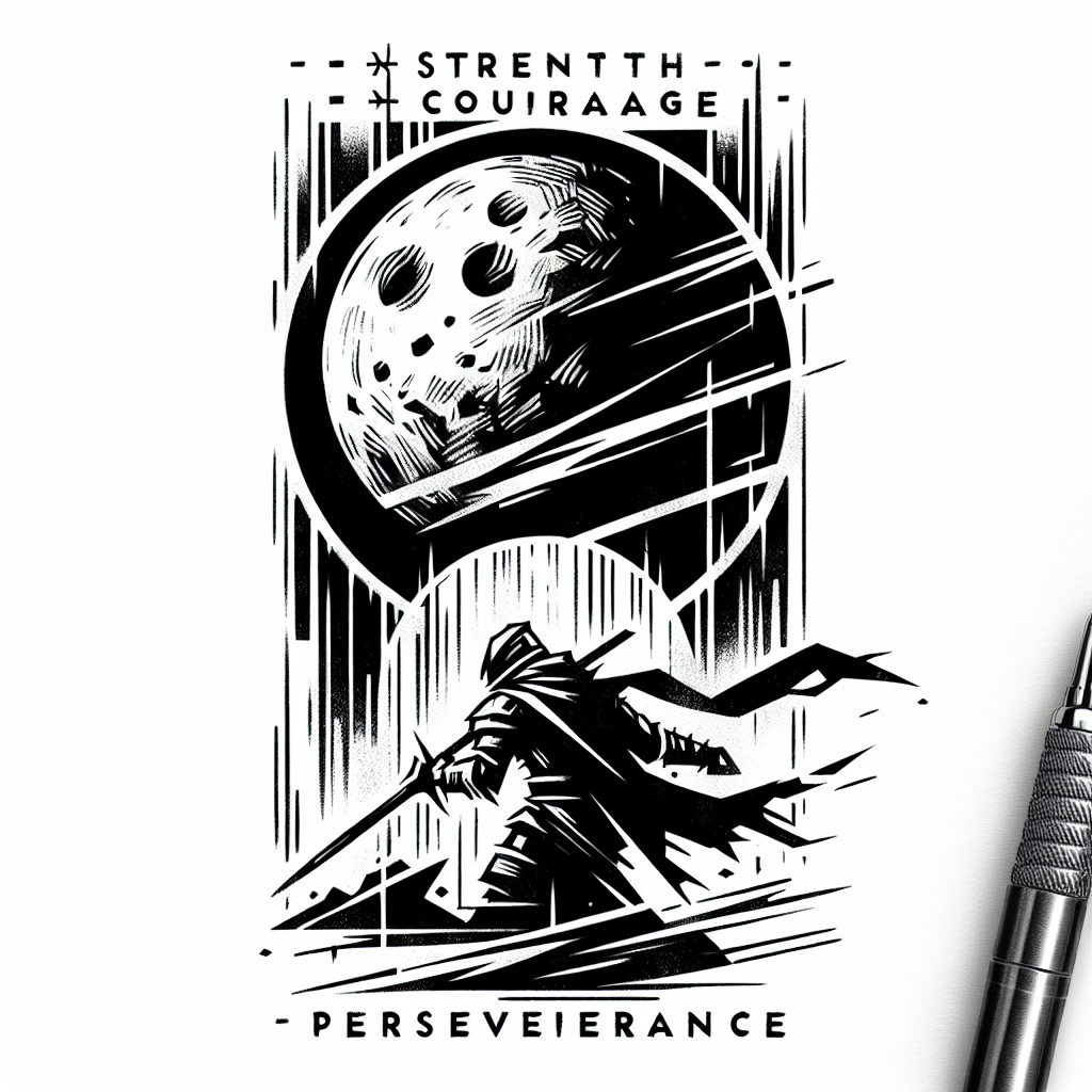 Sketch "Strength courage perseverance warrior" Tattoo Design