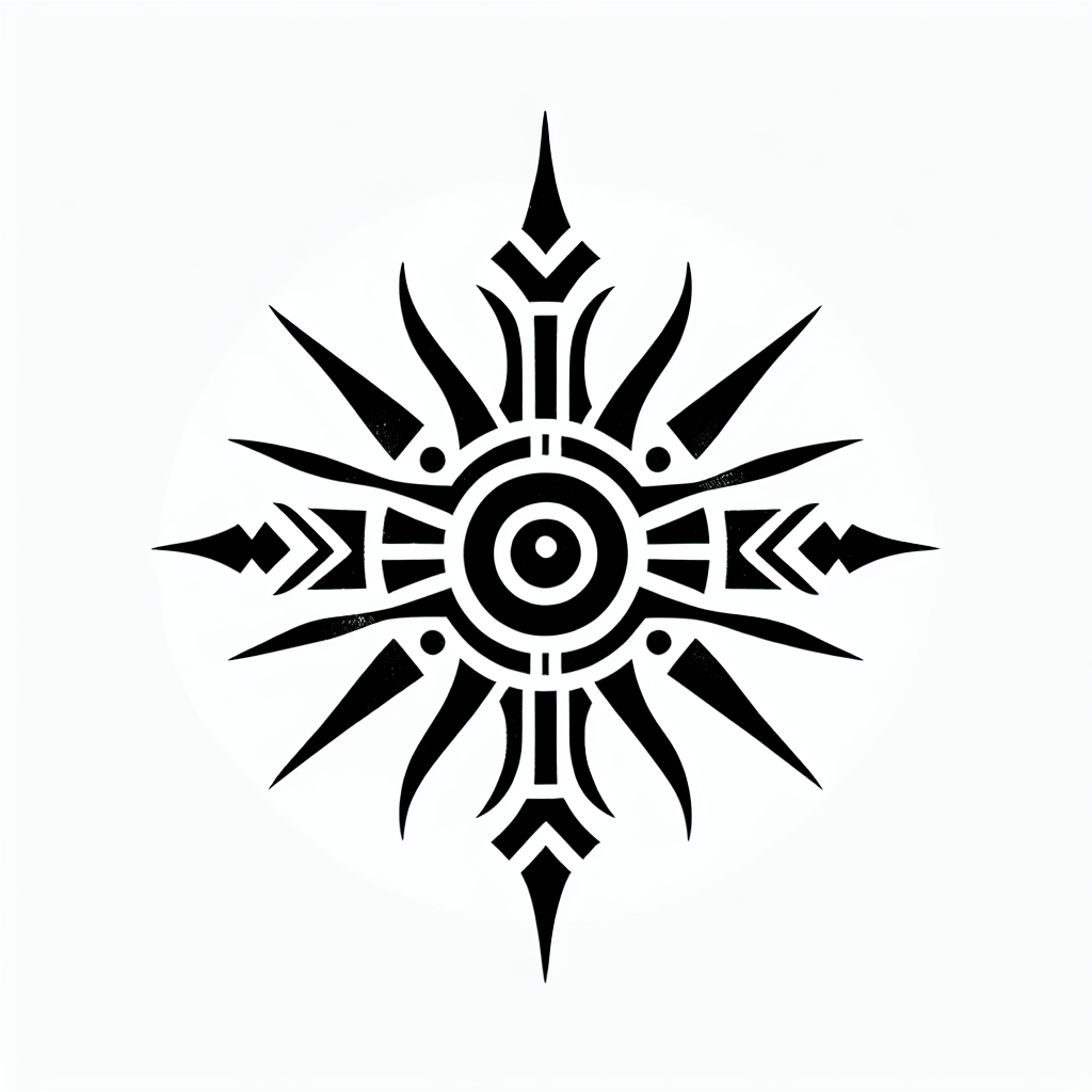 Tribal "Shinning sun with rays" Tattoo Design