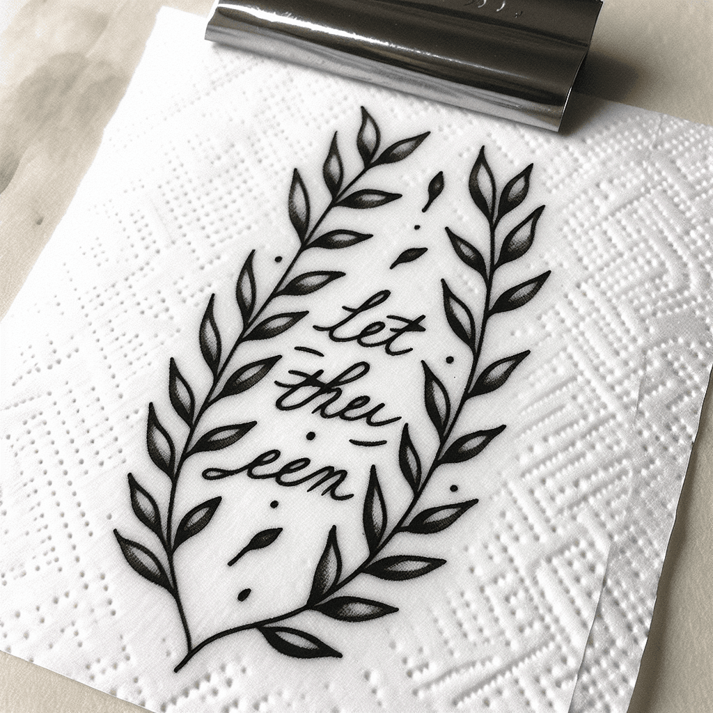 Sketch "Small tattoo with delicate laurel leaves and pretty font “let them”" Tattoo Design