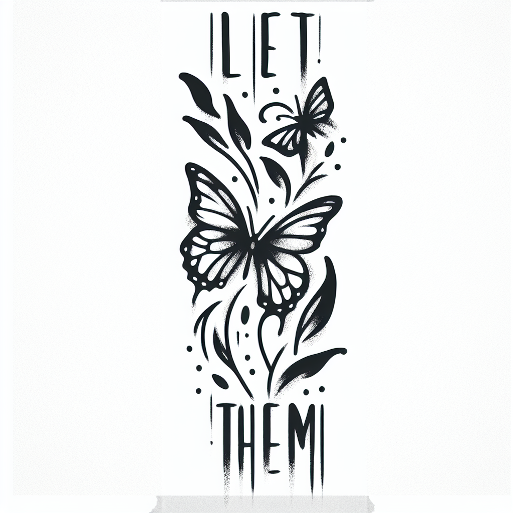 Sketch "Delicate butterfly wings with pretty font “let them”" Tattoo Design