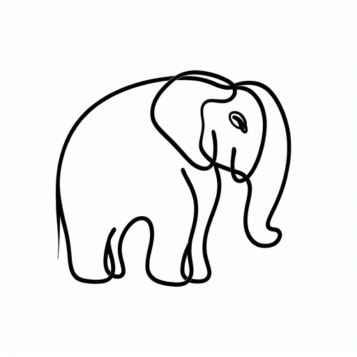 Single line "elephant" Tattoo Design