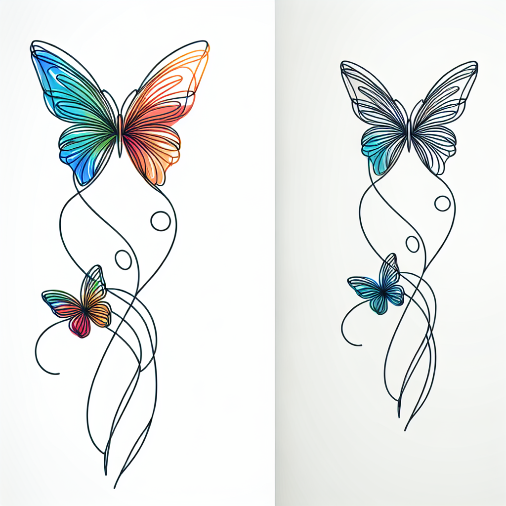 Single line "butterflies" Tattoo Design