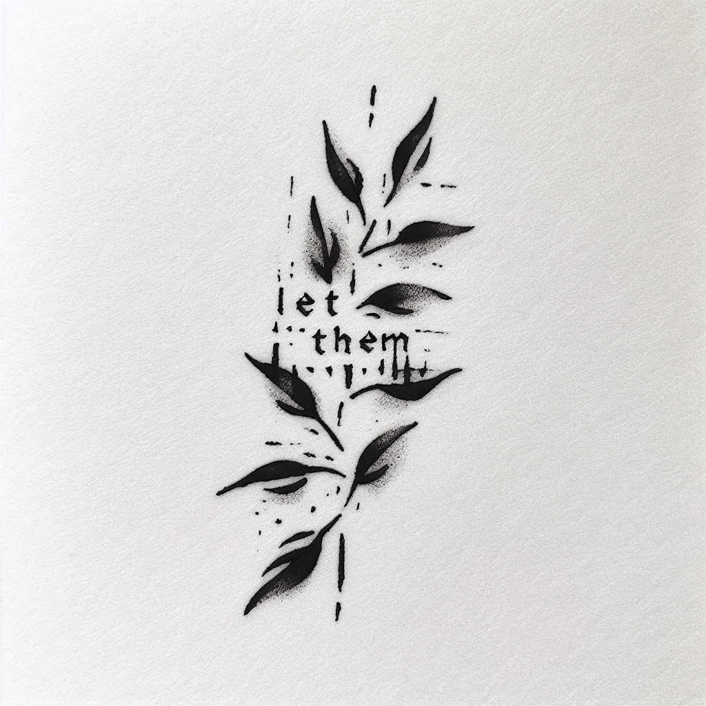 Sketch "Small tattoo with delicate laurel leaves and pretty “let them”" Tattoo Design