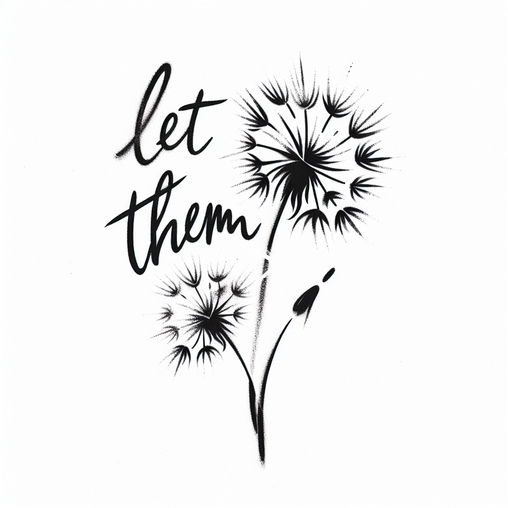 Sketch "Pretty font “let them” with delicate dandelion seeds" Tattoo Design