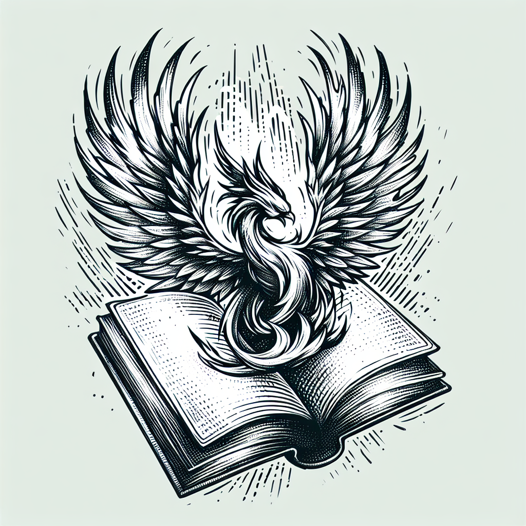 Phoenix Rising From A Book's Open Pages