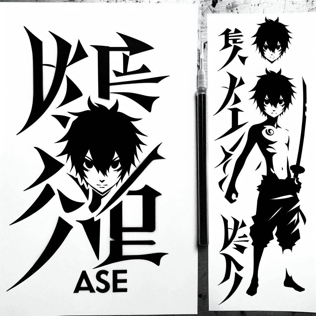 Anime "Arise with japanese name kaze in it" Tattoo Design