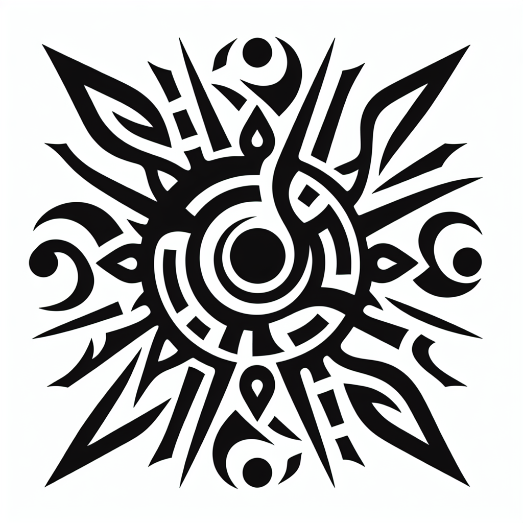 Tribal "Sun with rays, simple," Tattoo Design