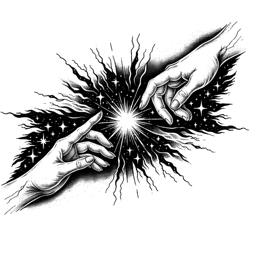 Sketch-style praying hands tattoo design