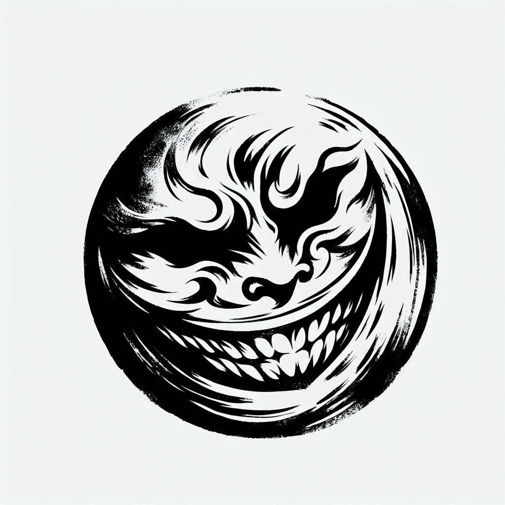Central Element:
the Moon From Soul Eater Should Be Prominently Placed In The Center Of The Back. Ensure The Moon's Iconic Mischievous, Grinning Face Is Clearly Detailed, With Its Exaggerated Feature